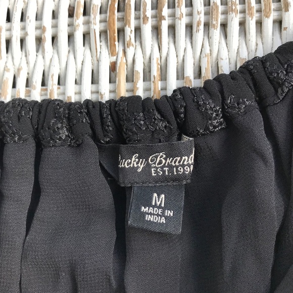NWOT {Lucky Brand} Off-Shoulder Flowy Black Top • Size M - Picture 3 of 7